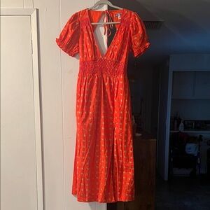 Urban Outfitters Red Floral Midi Dress